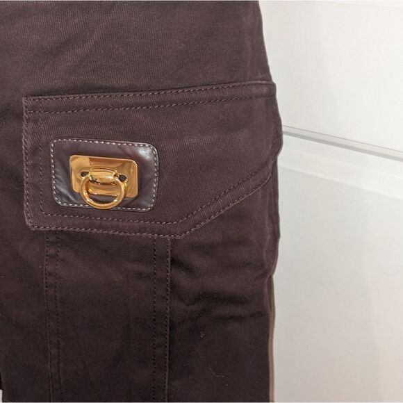 GUCCI Authentic Brown Cargo Mini Skirt with Gold Details - Picture 7 of 8